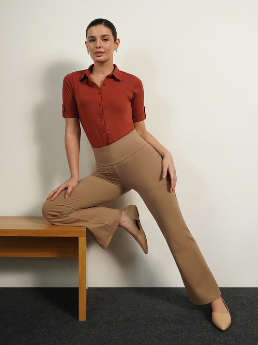 Livin Fit and Flare Tummy Tucker Pants - Dark Beige