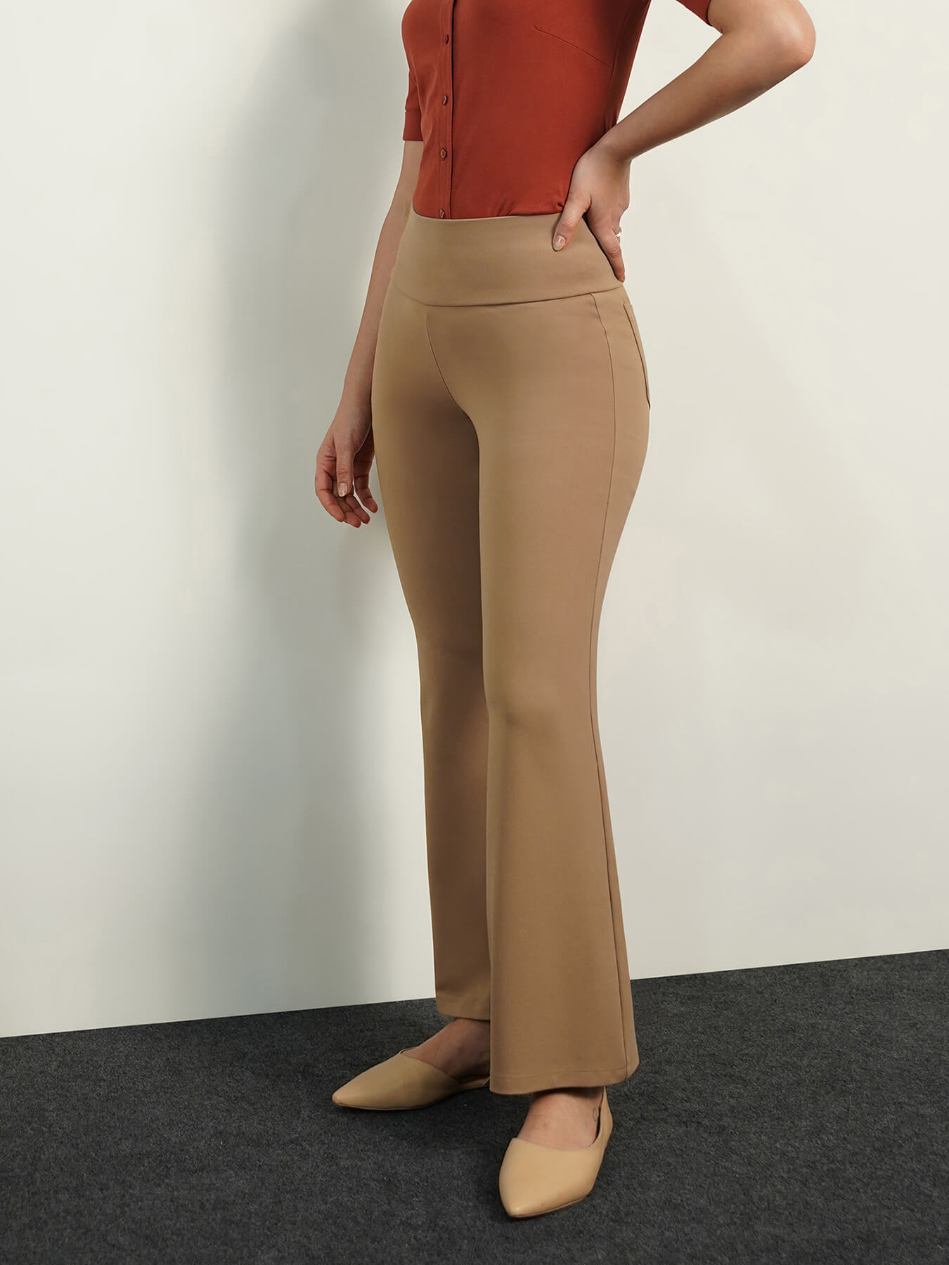 Livin Fit and Flare Tummy Tucker Pants - Dark Beige