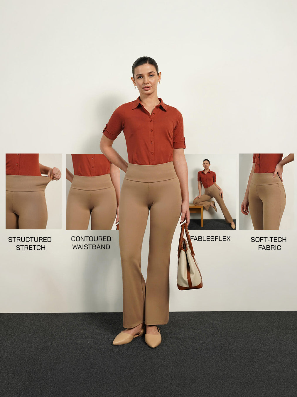 Livin Fit and Flare Tummy Tucker Pants - Dark Beige