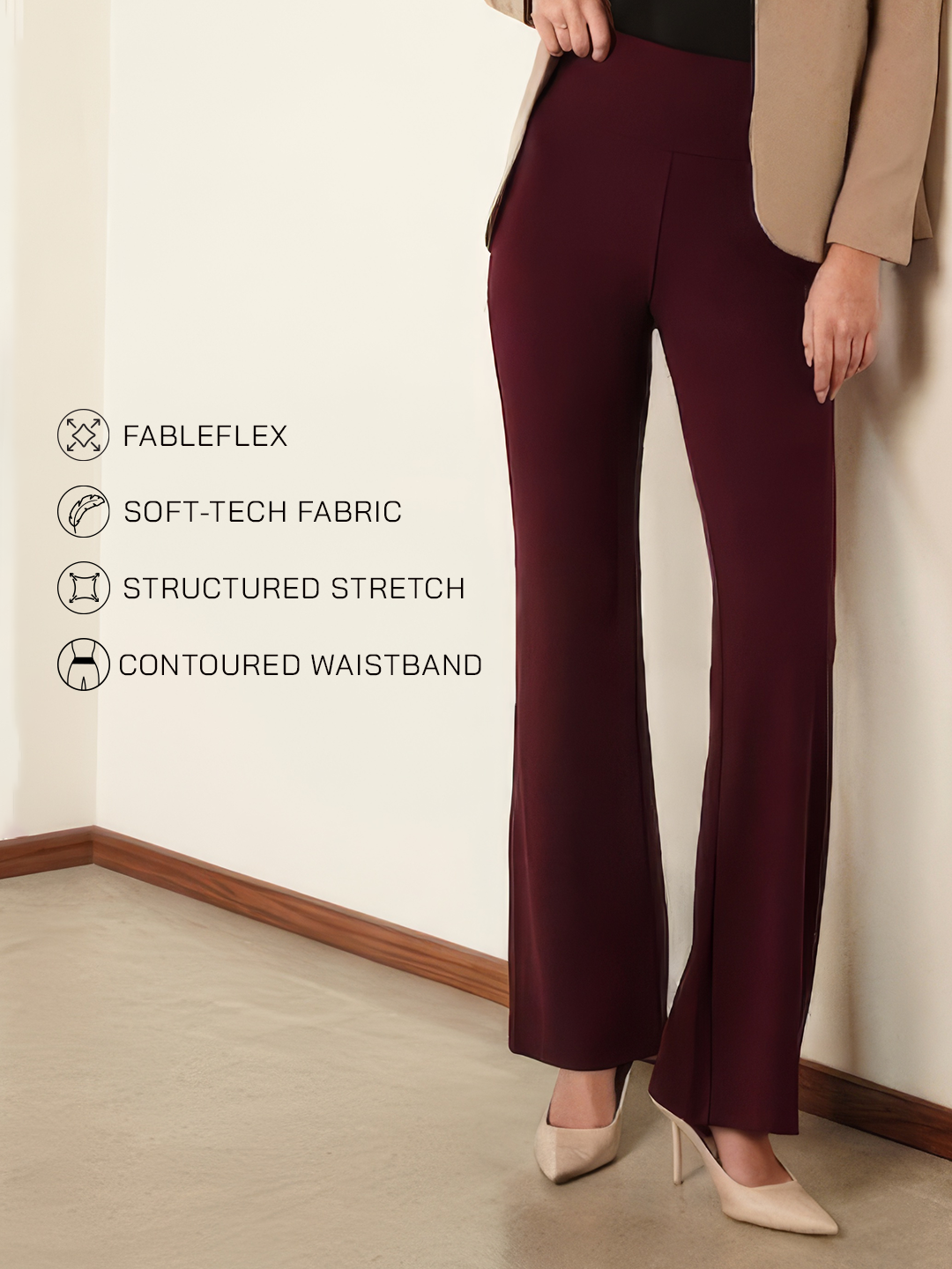 Livin Flared Tummy Tucker Pants - Wine