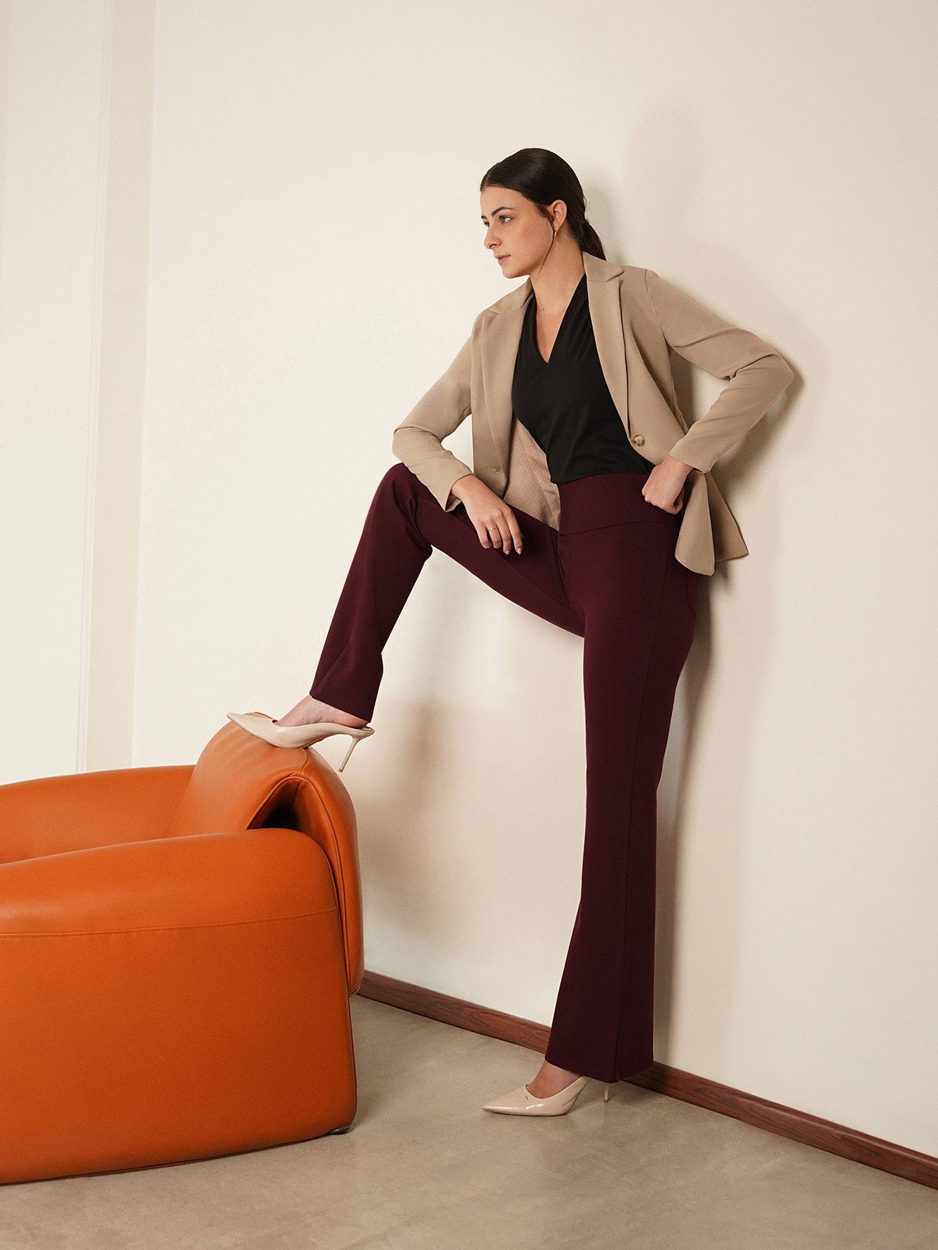 Livin Flared Tummy Tucker Pants - Wine