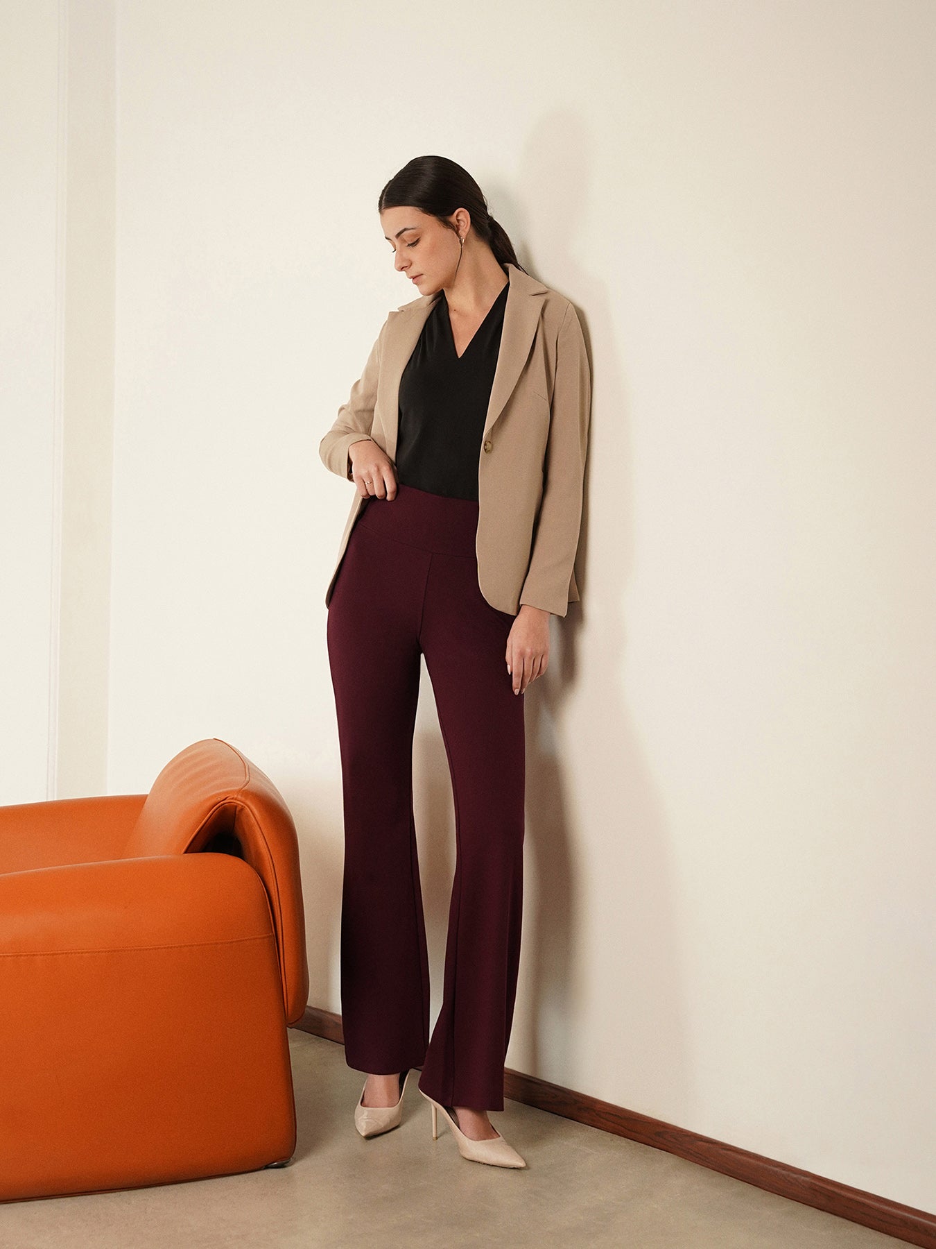 Livin Flared Tummy Tucker Pants - Wine