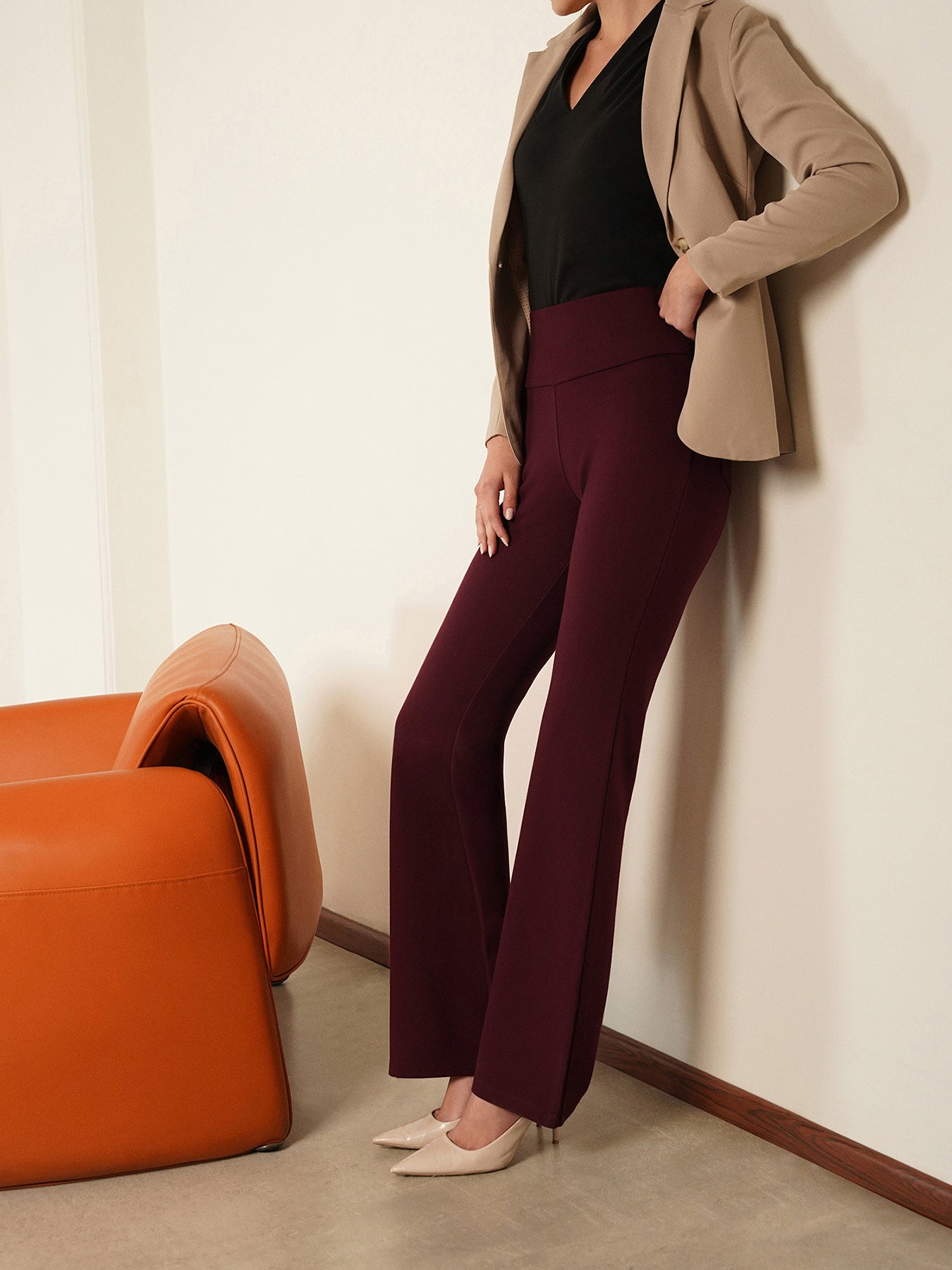 Livin Flared Tummy Tucker Pants - Wine