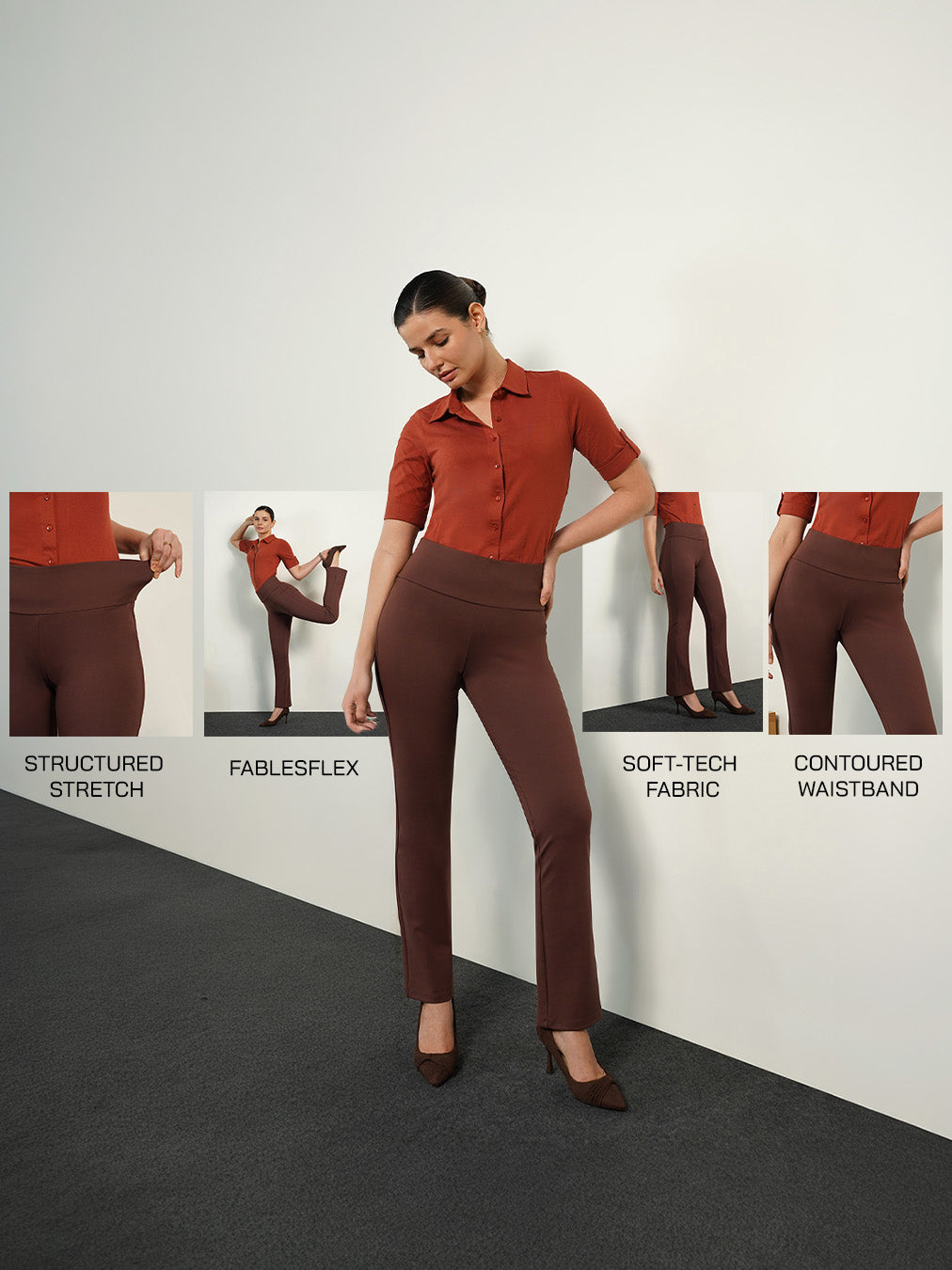 Livin Tummy Tucker Bootcut Pants - Brown