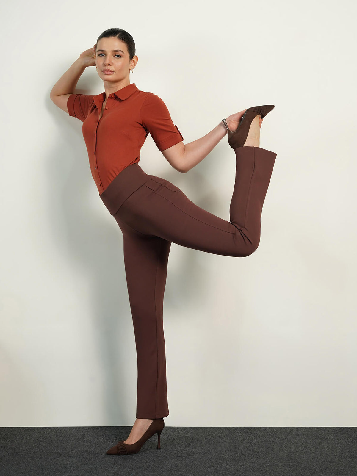 Livin Tummy Tucker Bootcut Pants - Brown