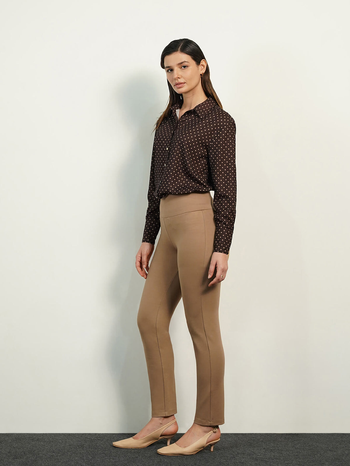 Livin Tummy Tucker Straight Fit Pants- Dark Beige