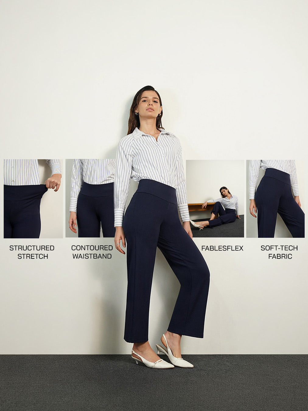 Livin Wide Leg Tummy Tucker Pants - Navy