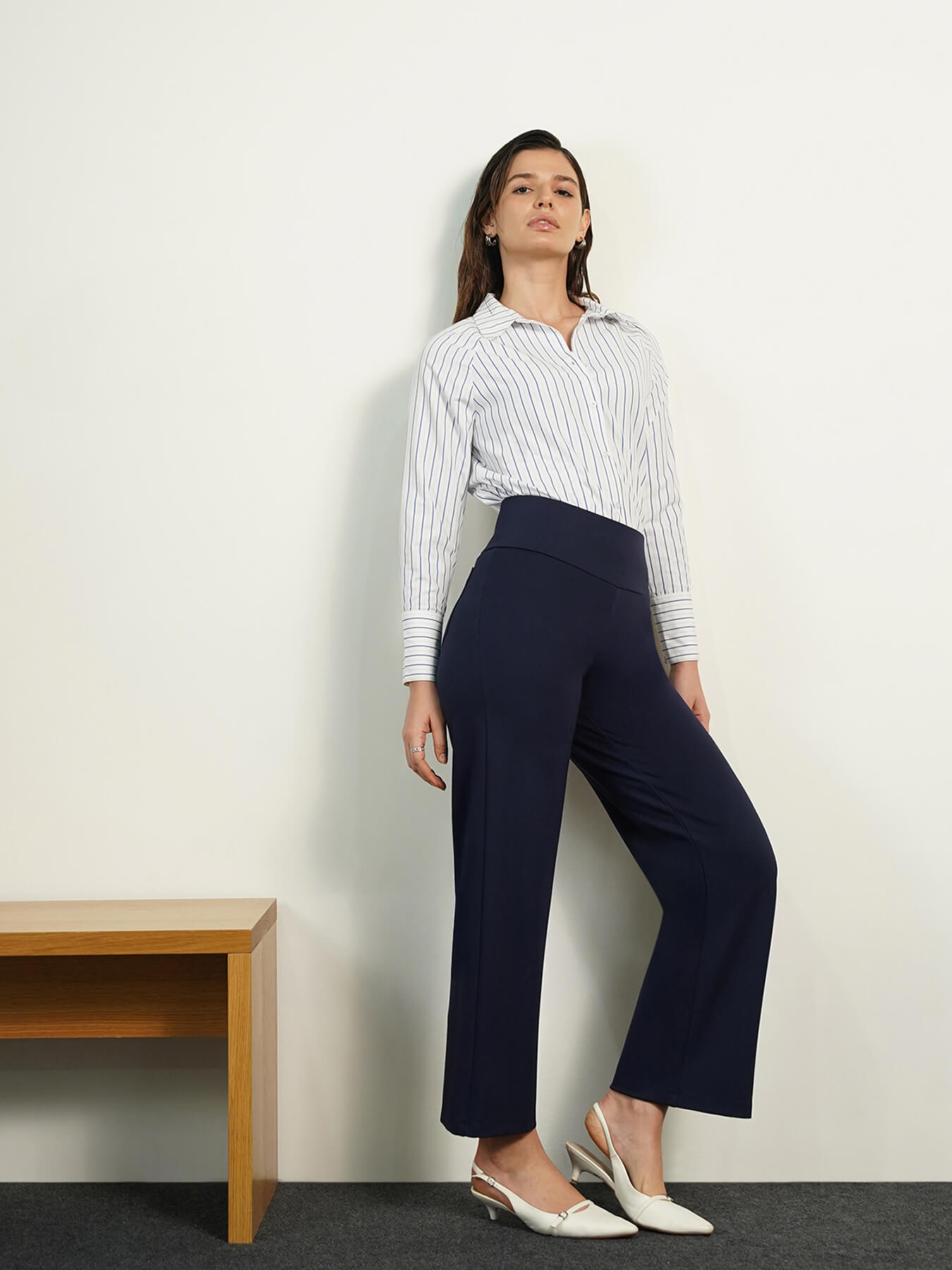 Livin Wide Leg Tummy Tucker Pants - Navy