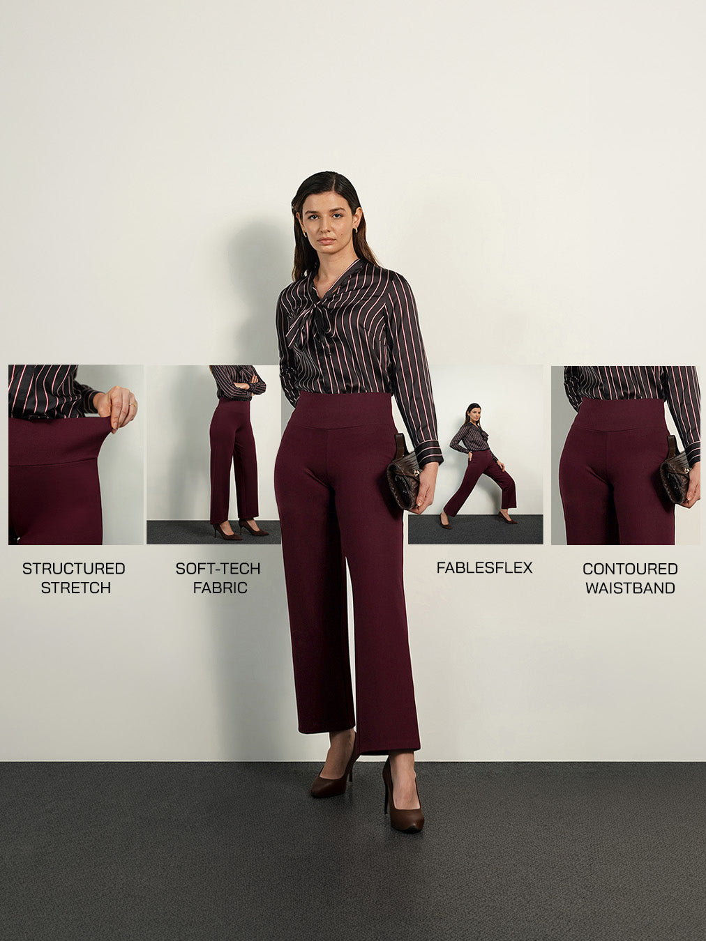 Livin Wide Leg Tummy Tucker Pants - Wine