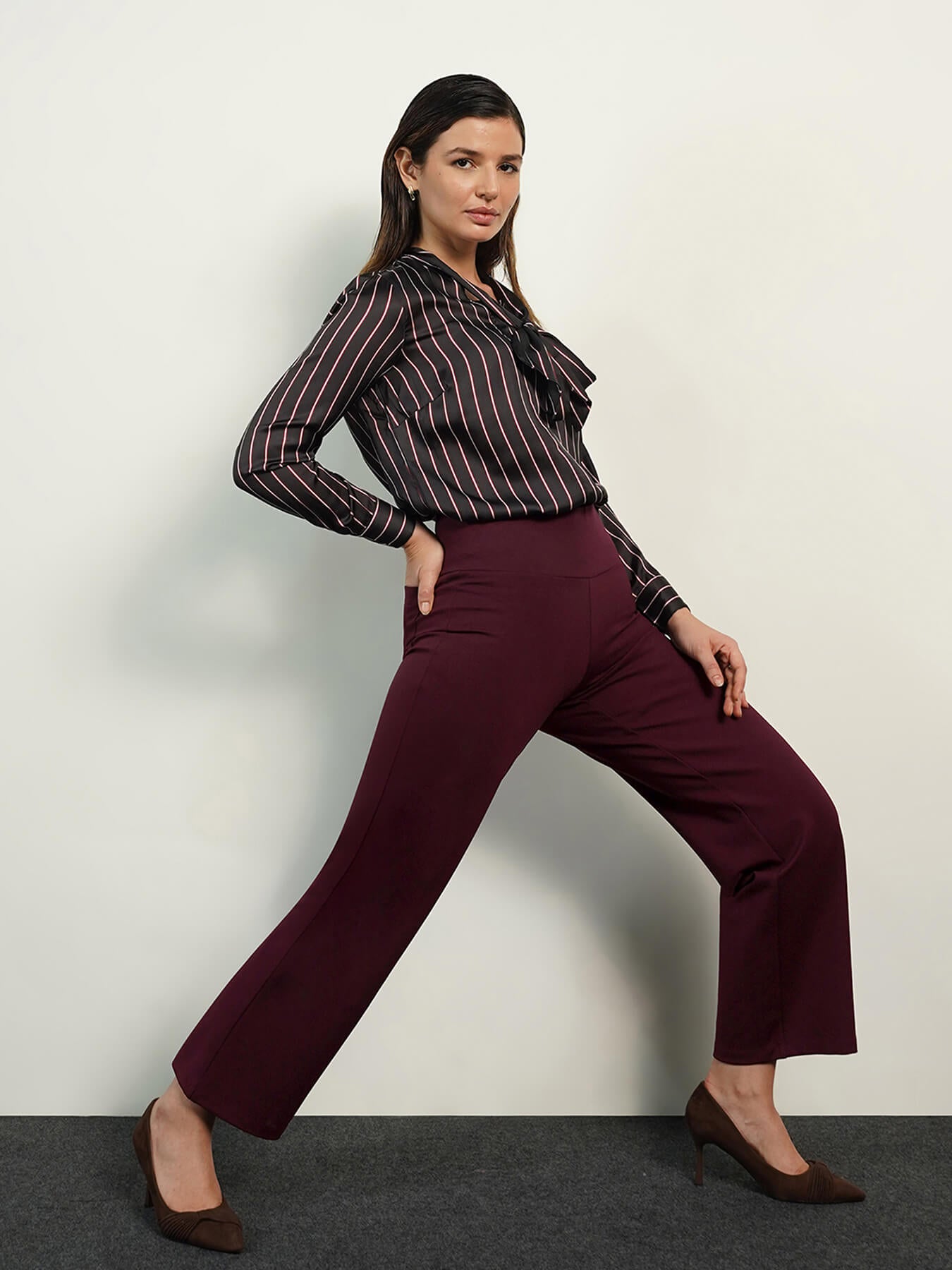 Livin Wide Leg Tummy Tucker Pants - Wine