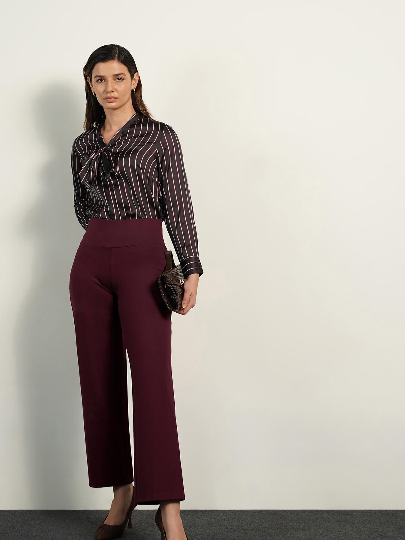 Livin Wide Leg Tummy Tucker Pants - Wine