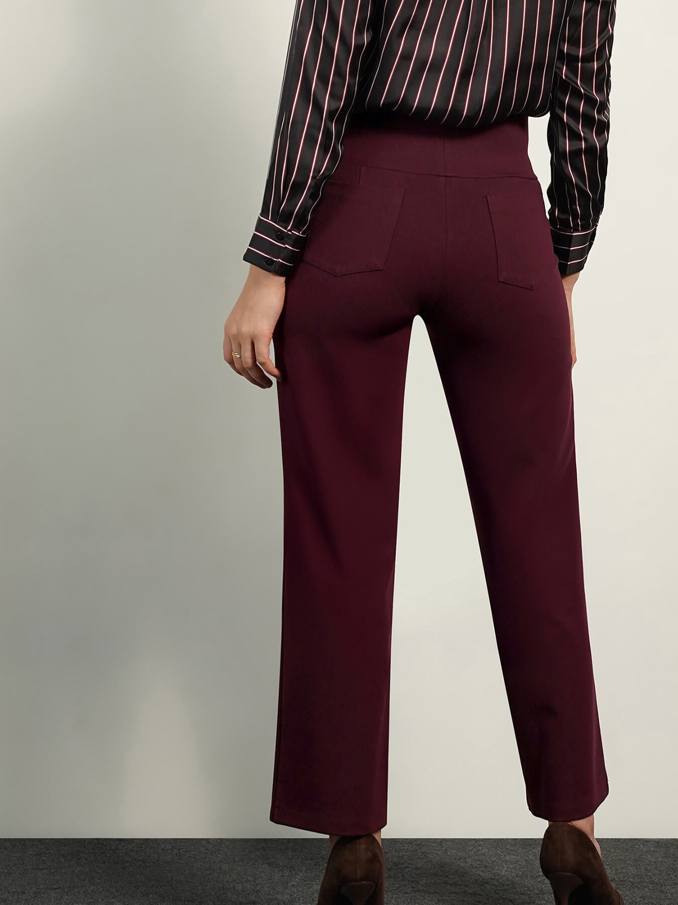 Livin Wide Leg Tummy Tucker Pants - Wine