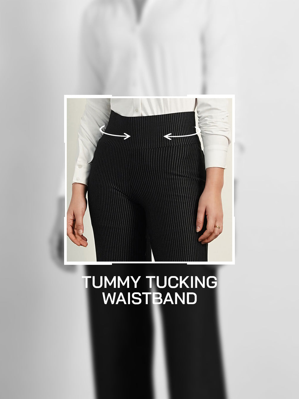 Livin Wide Leg Striped Tummy Tucker Pants - Black