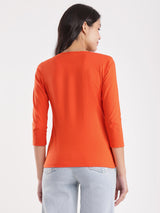 LivSoft Cotton Square Neck T-Shirt - Orange