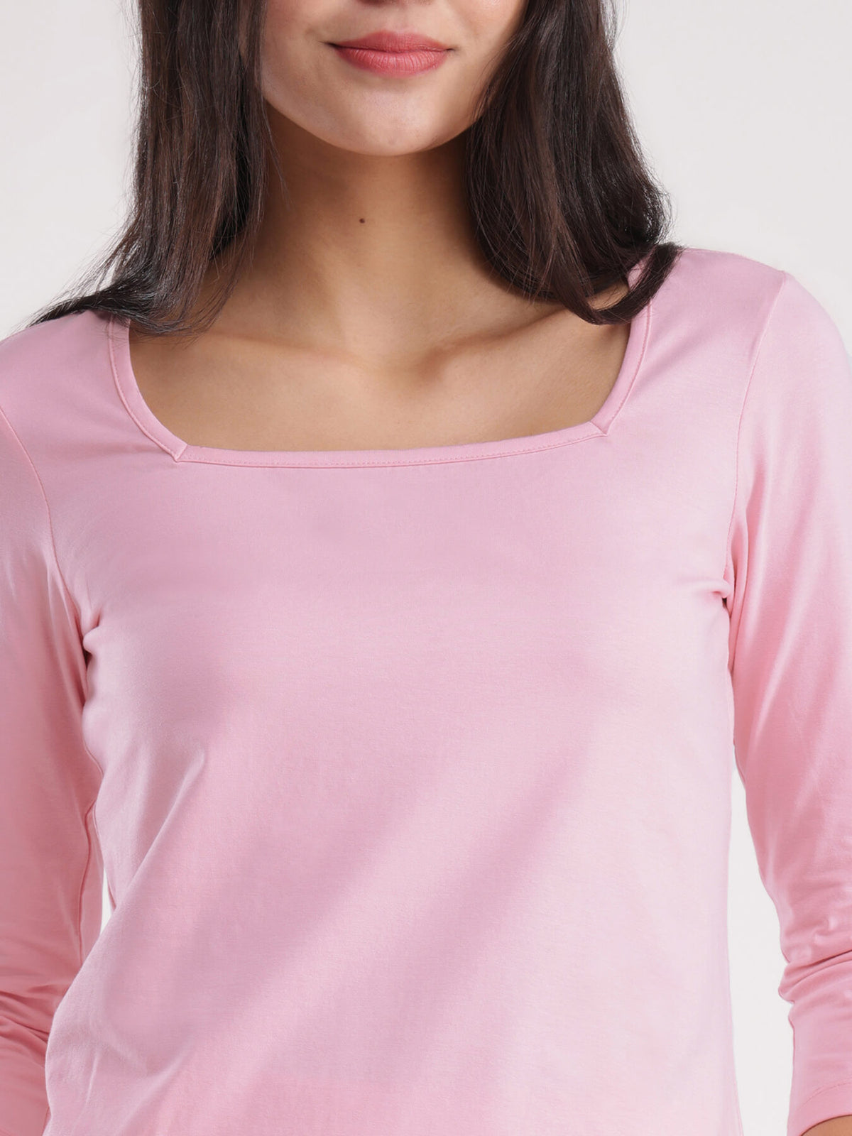 LivSoft Cotton Square Neck T-Shirt - Pink