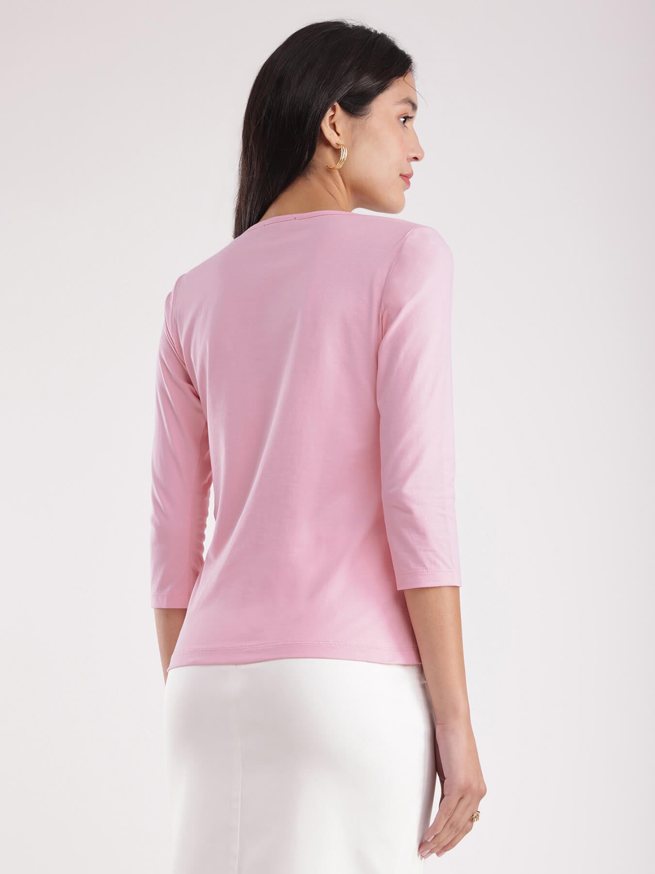 LivSoft Cotton Square Neck T-Shirt - Pink