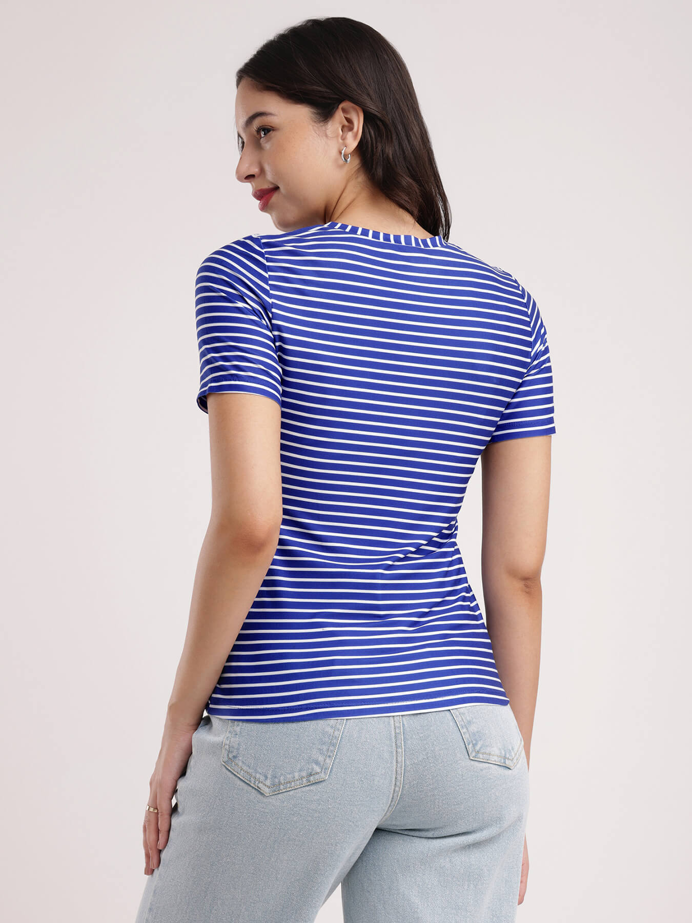 Striped Knitted T-Shirt - Blue And White
