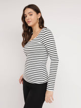 Cotton Stretchable Tee - Black And White