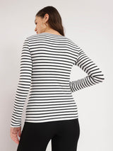 Cotton Stretchable Tee - Black And White