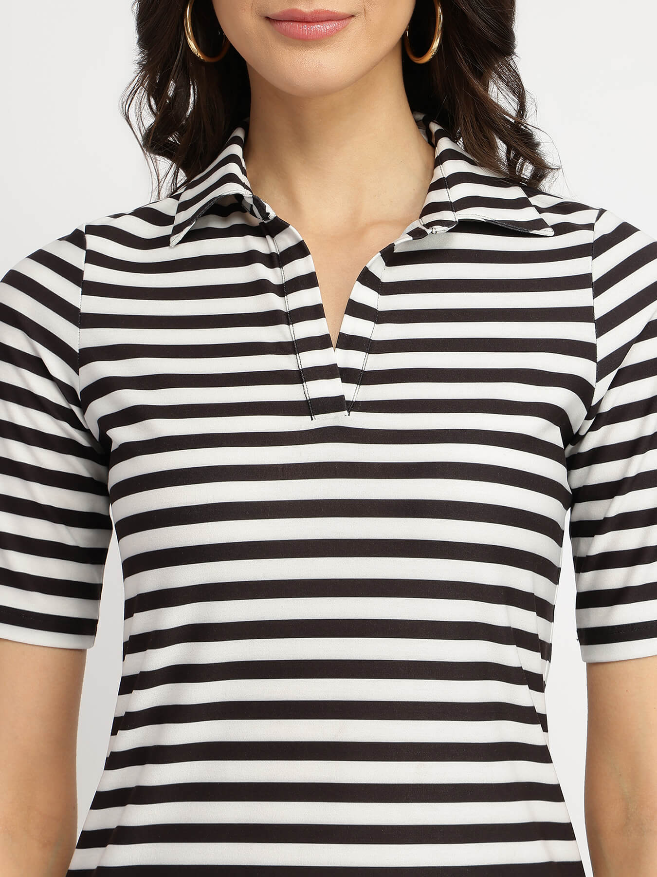 Striped Polo T-Shirt - Black