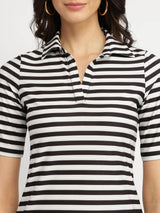 Striped Polo T-Shirt - Black