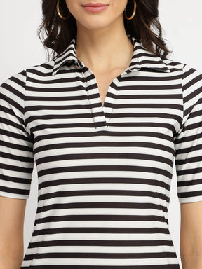 Striped Polo T-Shirt - Black