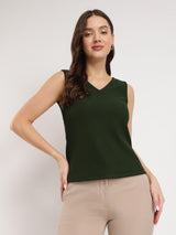 Stretchable V-Neck Tee - Olive