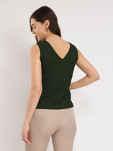 Stretchable V-Neck Tee - Olive