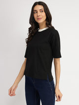 Cotton Crew Neck T-Shirt - Black