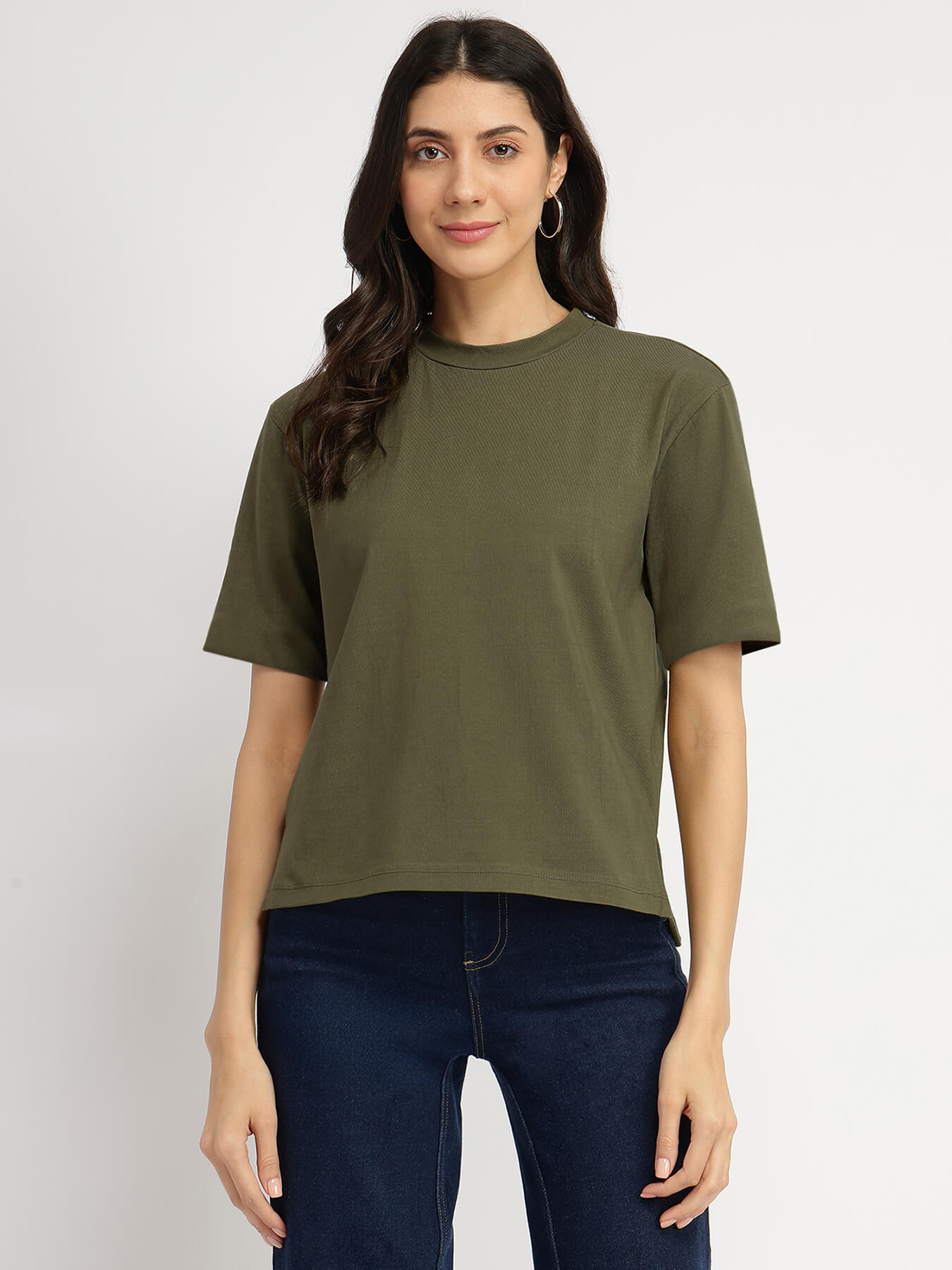 Cotton Crew Neck T-Shirt - Olive