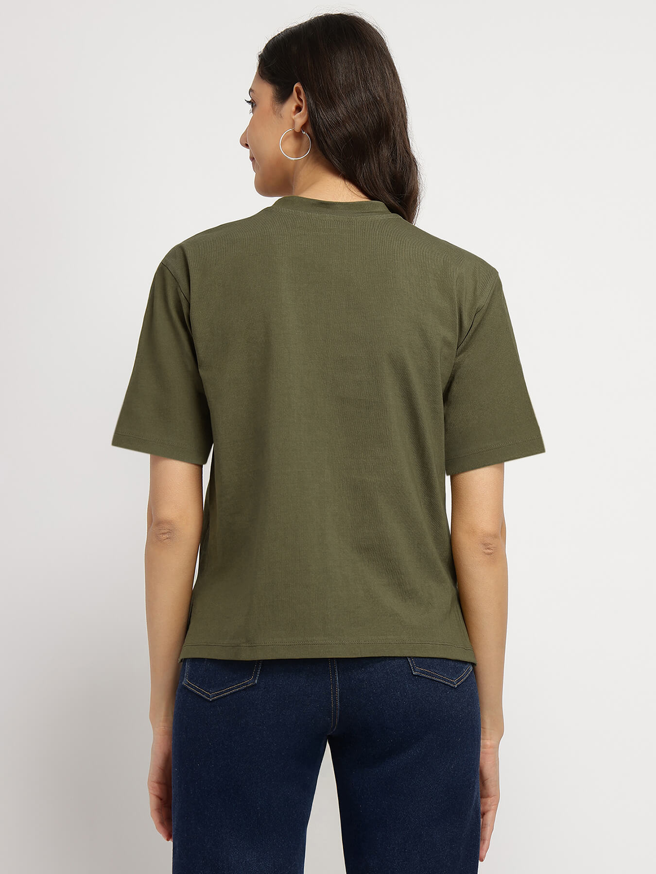 Cotton Crew Neck T-Shirt - Olive