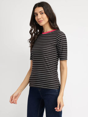 Striped Crew Neck T-Shirt - Black