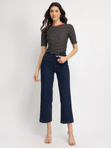 Striped Crew Neck T-Shirt - Black