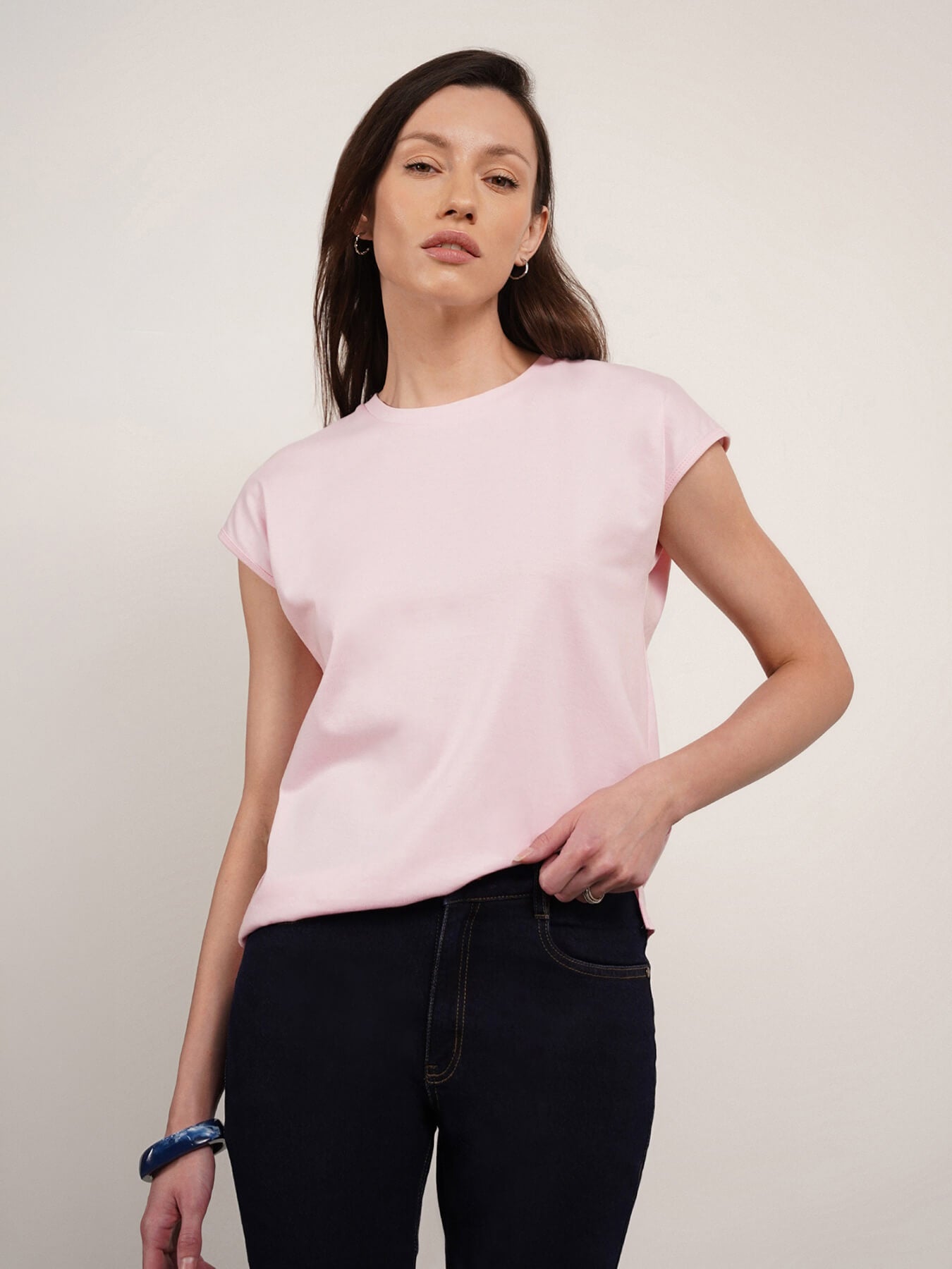 Pure Cotton Crew Neck T-Shirt - Pink