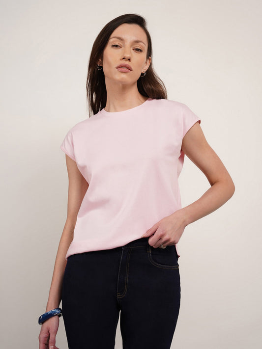 Pure Cotton Crew Neck T-Shirt - Pink