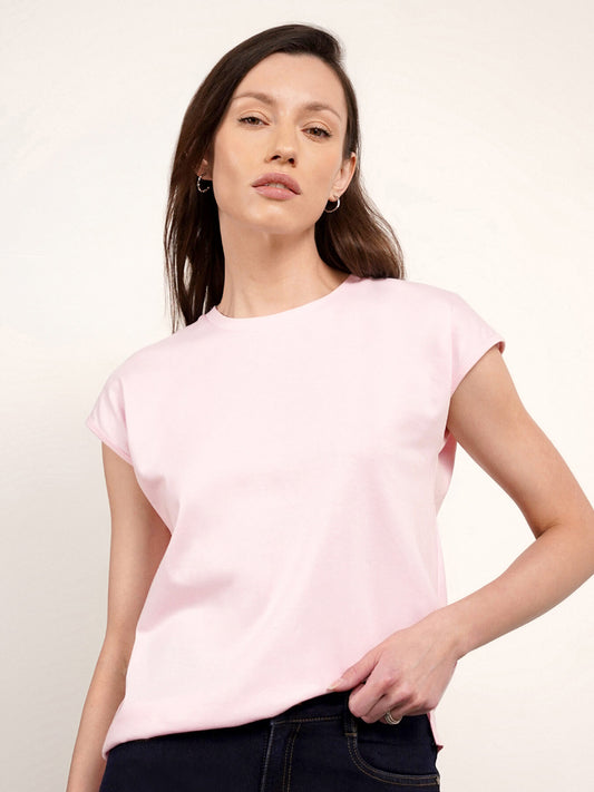 Pure Cotton Crew Neck T-Shirt - Pink