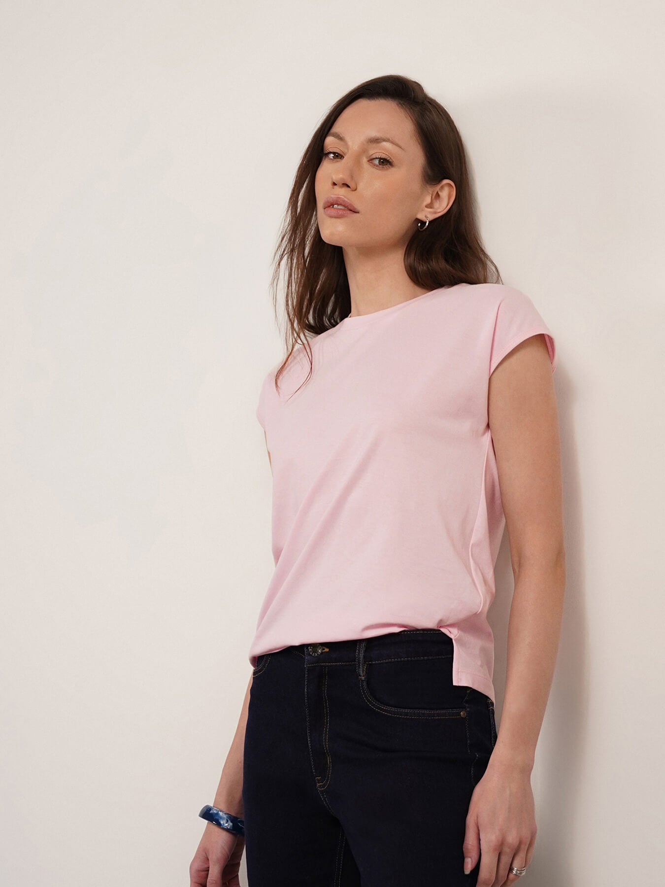 Pure Cotton Crew Neck T-Shirt - Pink