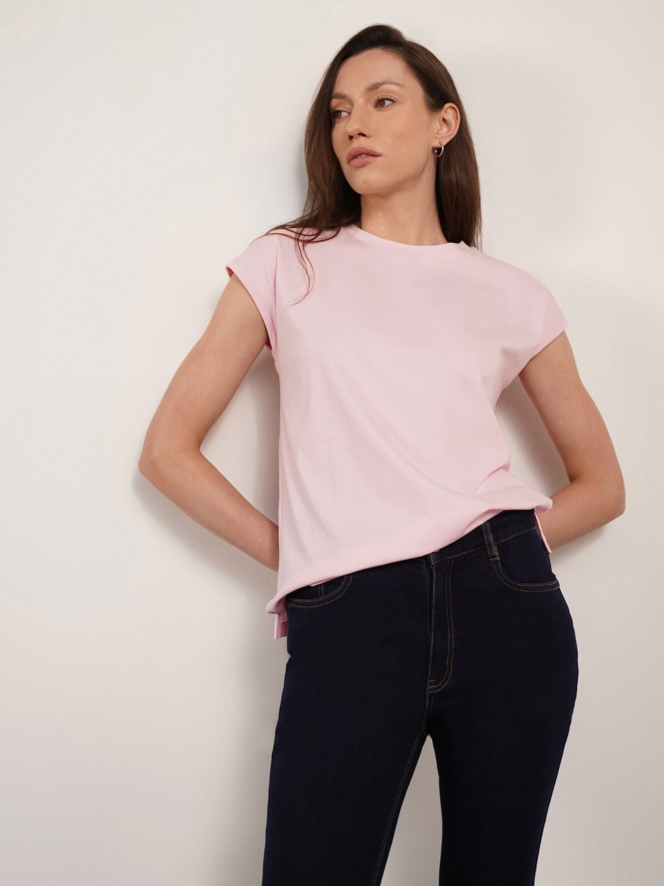 Pure Cotton Crew Neck T-Shirt - Pink