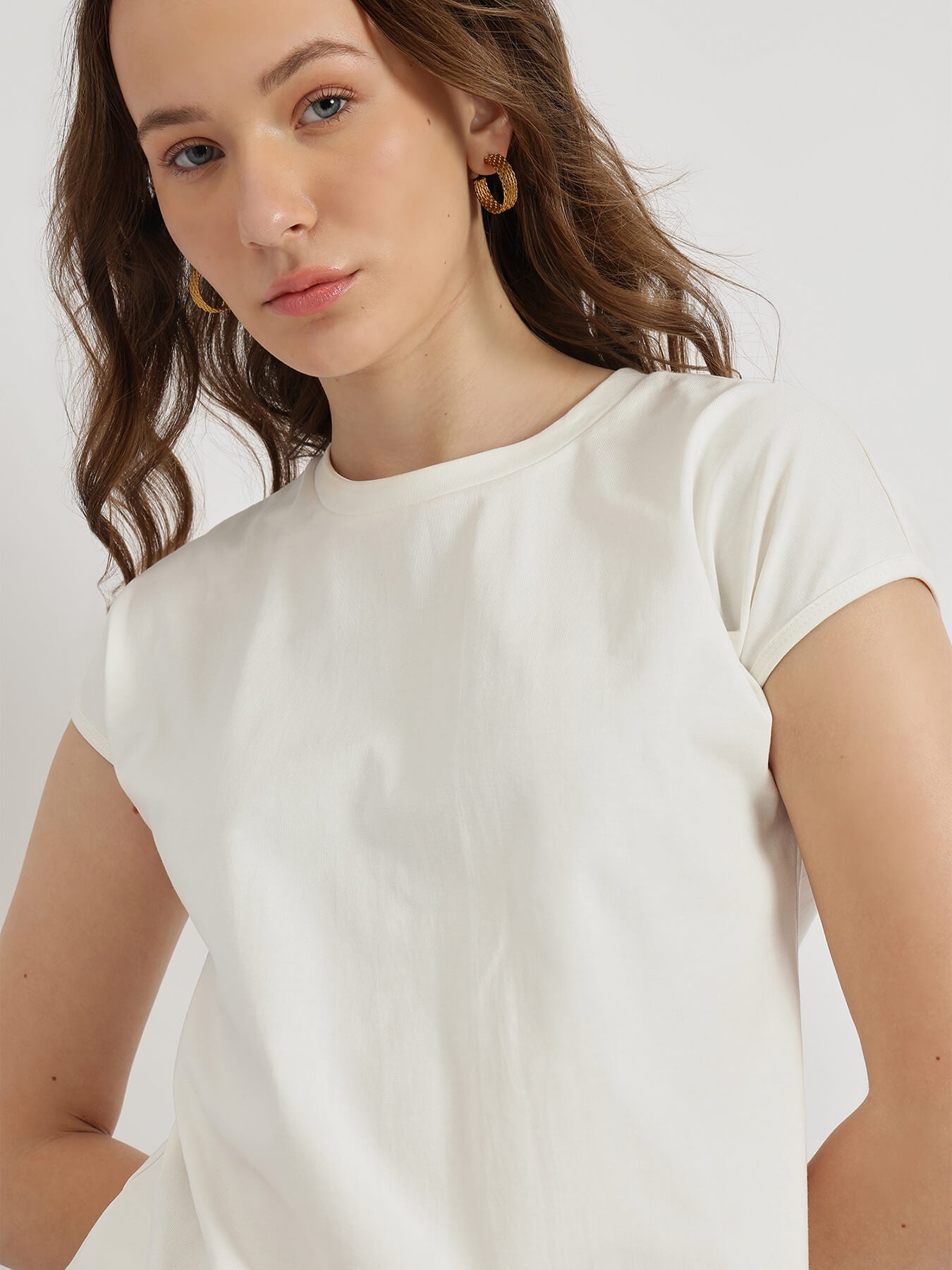 Cotton Crew Neck T-Shirt - White