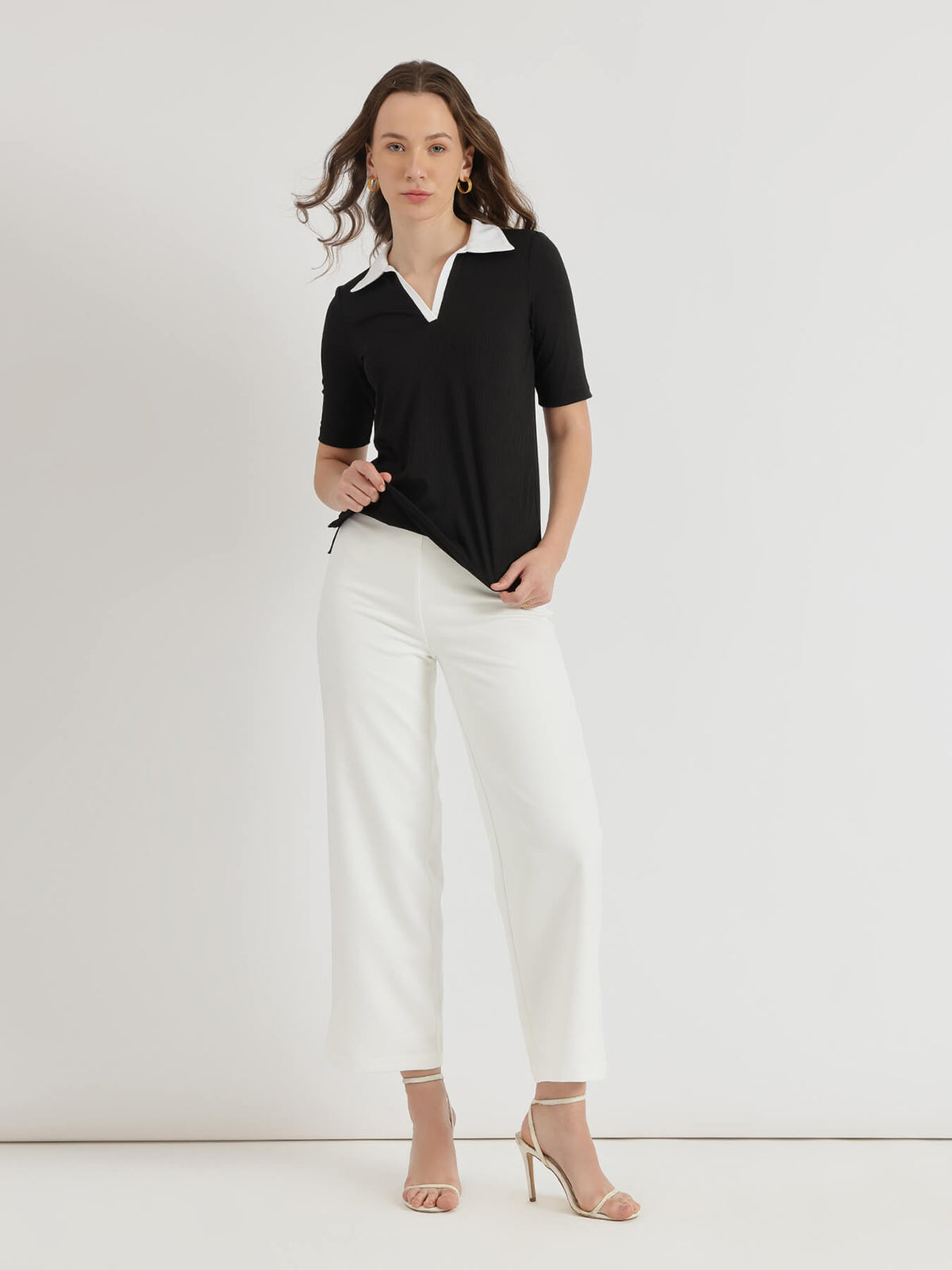 Colourblocked Polo T-Shirt - Black