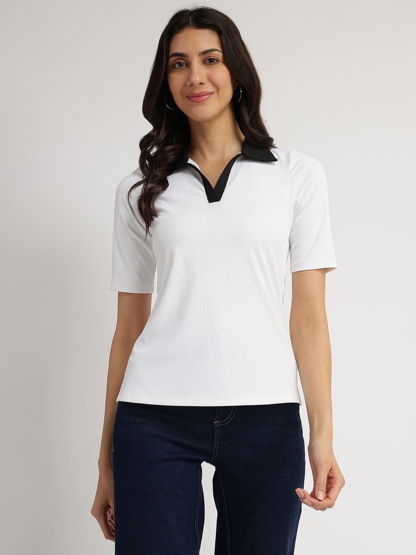 Colourblocked Polo T-shirt - White