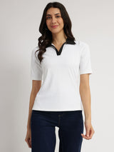 Colourblocked Polo T-shirt - White