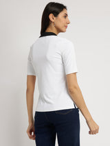Colourblocked Polo T-shirt - White