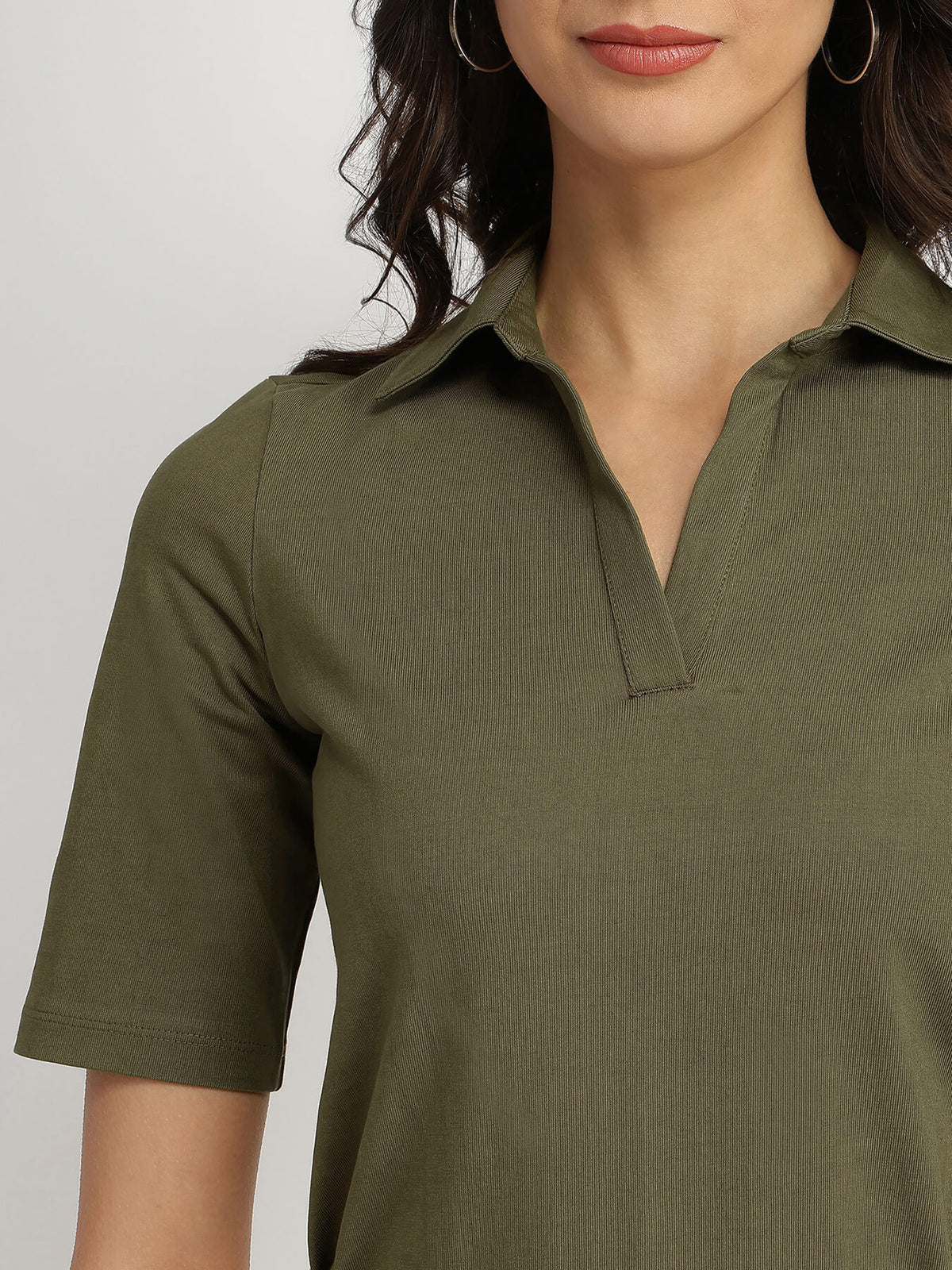 Cotton Polo T-Shirt - Olive