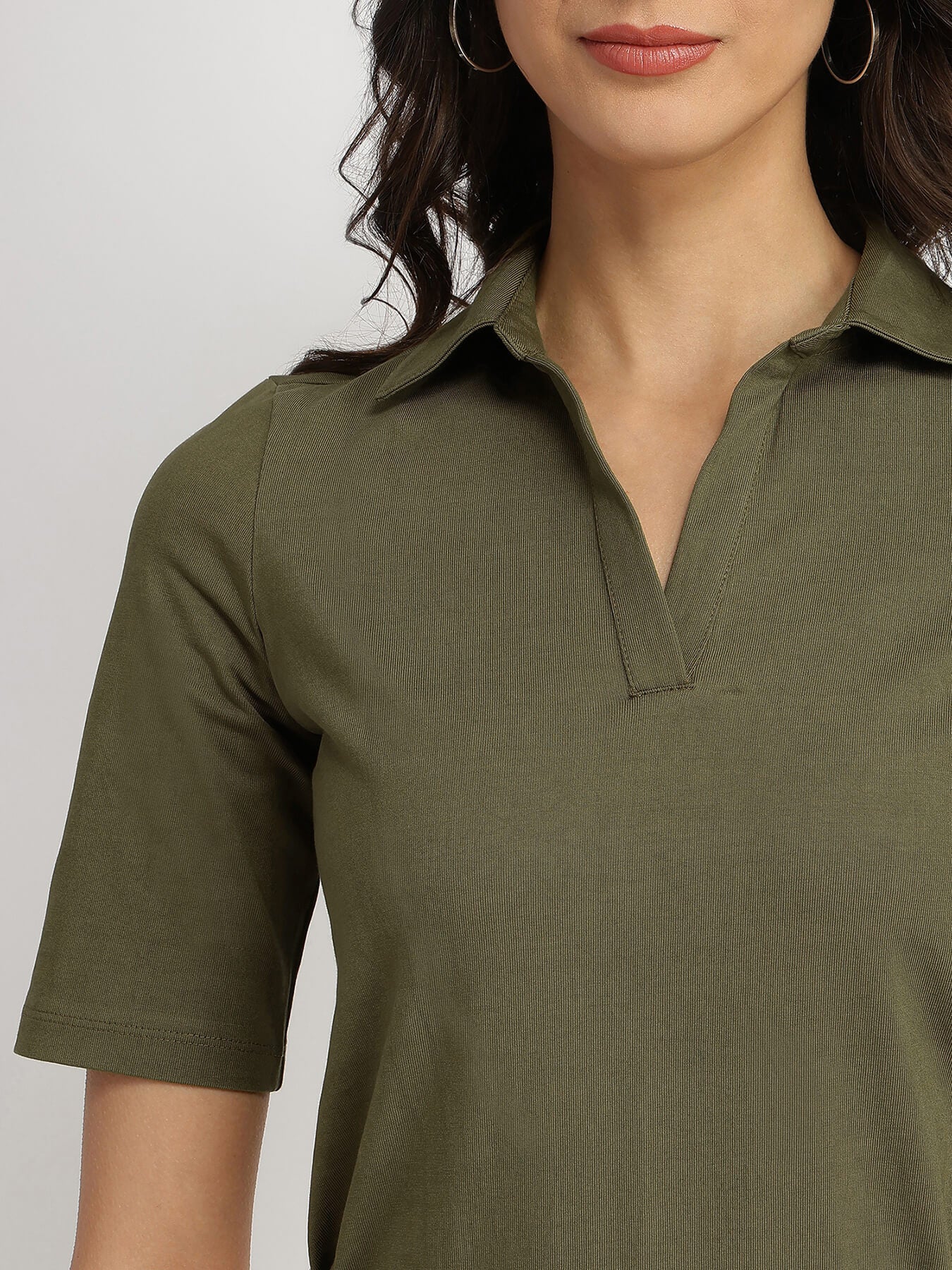 Cotton Polo T-Shirt - Olive