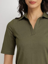 Cotton Polo T-Shirt - Olive
