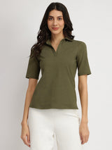 Cotton Polo T-Shirt - Olive