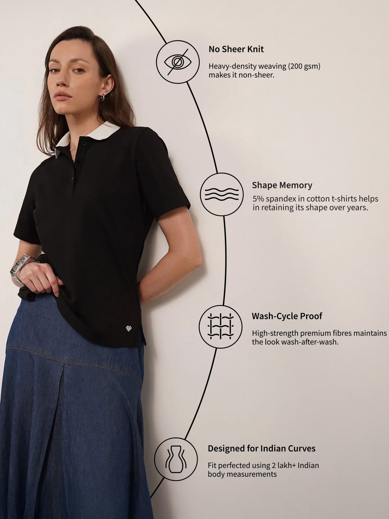 Cotton Polo T-Shirt - Black