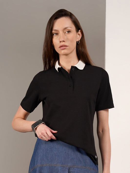 Cotton Polo T-Shirt - Black