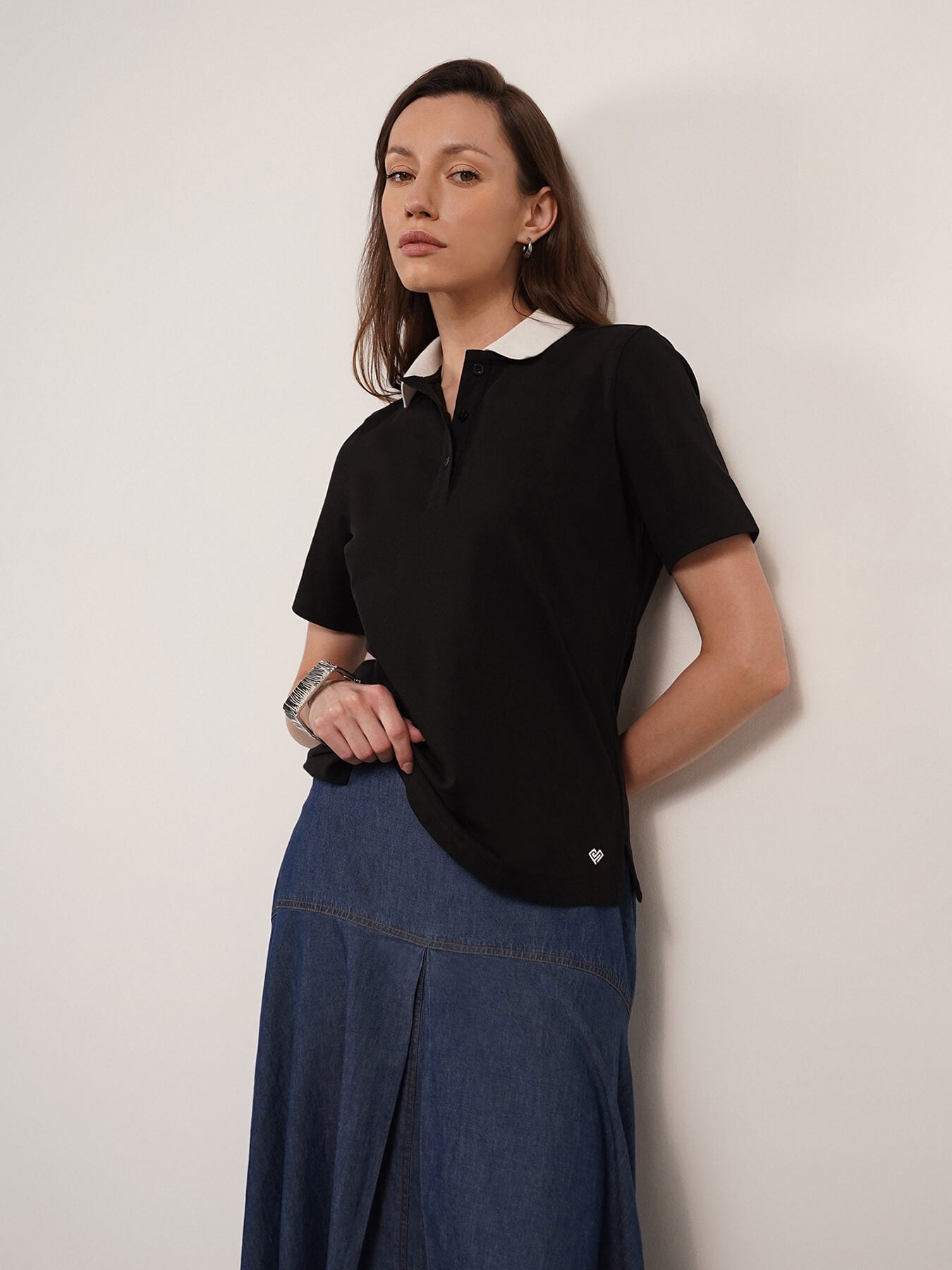 Cotton Polo T-Shirt - Black